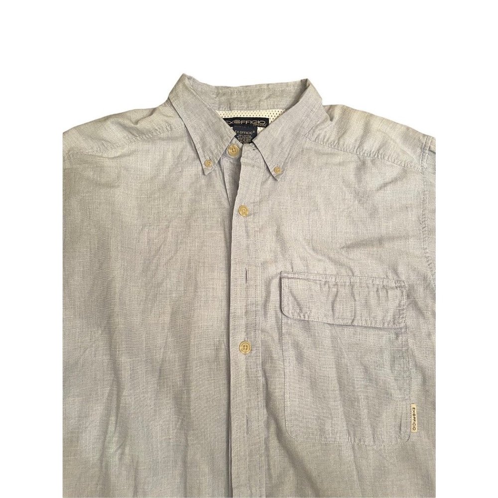 Exofficio Travel Men's M Gray Button Down Shirt Hiking Fishing